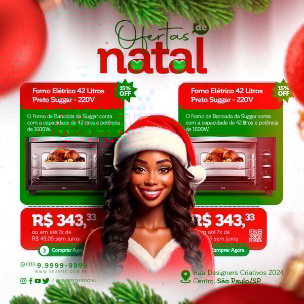 ZHE SOCIAL MEDIA NATAL FEED OFERTAS DE NATAL FORNO ELETRICO 42 LITROS PRETO SUGGAR