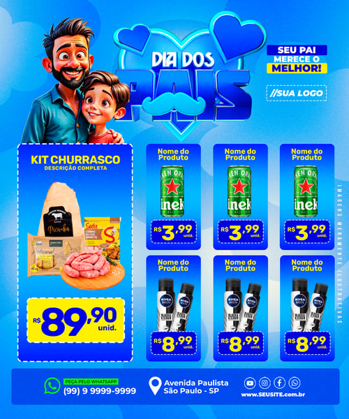 ENCARTE DIA DOS PAIS SUPERMERCADO REDES SOCIAIS