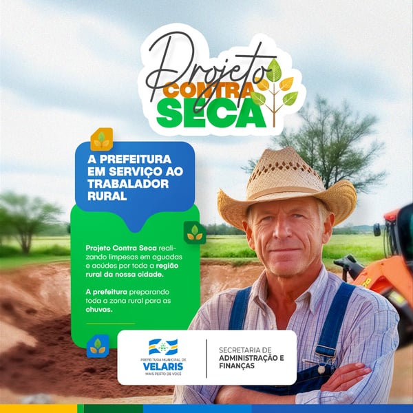 PREFEITURA PROJETO SECA RURAL AVISO INFORME COMUNICADO SOCIAL MEDIA PSD EDITÁVÉL