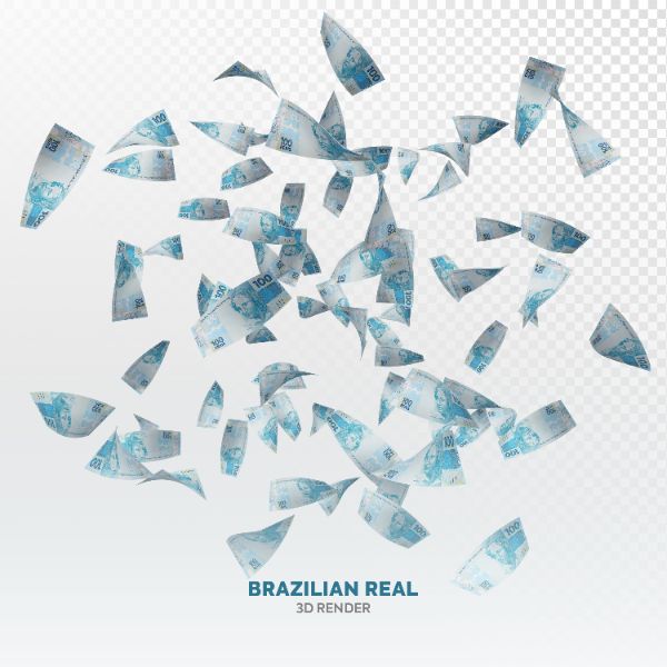 CHUVA DE DINHEIRO NOTAS DE 100 REAIS ELEMENTO 3D REALISTA