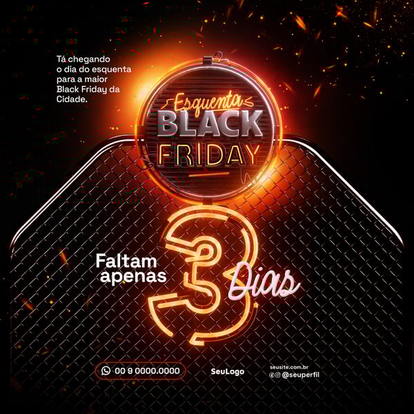 KSN FALTAM 3 DIAS ESQUENTA BLACK FRIDAY SOCIAL MEDIA SELO 3D TEMPLATE PSD
