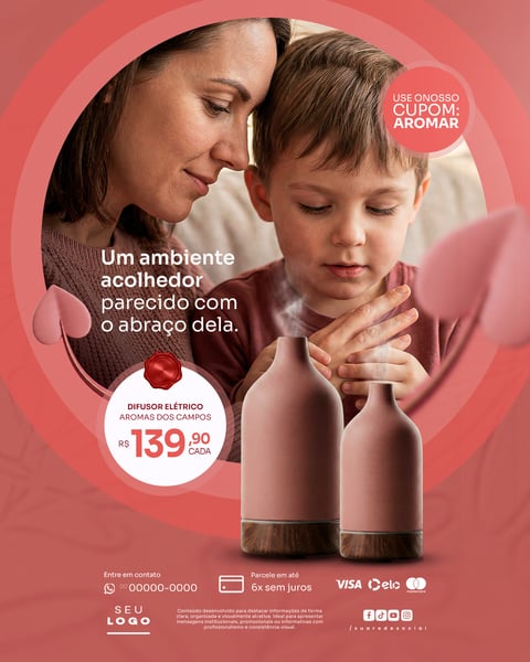 Oferta Difusor Elétrico Campanha Presente Dia das Mães Social Media PSD Editável
