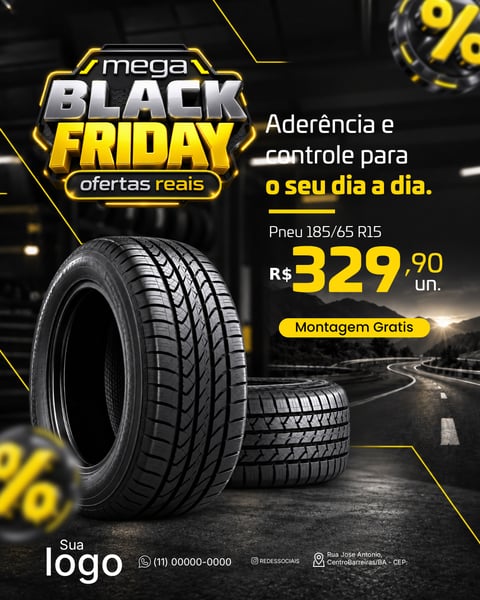 BLACK BLACK FRIDAY OFERTAS DE PNEUS DE CARROS SOCIAL MEDIA PSD EDITÁVEL 9