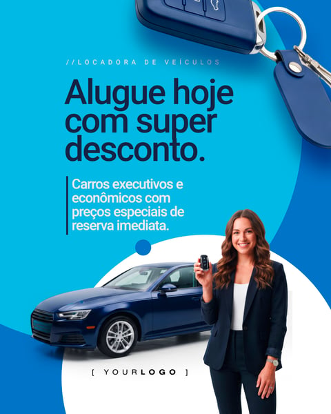 ALUGUE HOJE COM SUPER DESCONTO LOCADORA DE VEÍCULOS SOCIAL MEDIA PSD EDITÁVEL