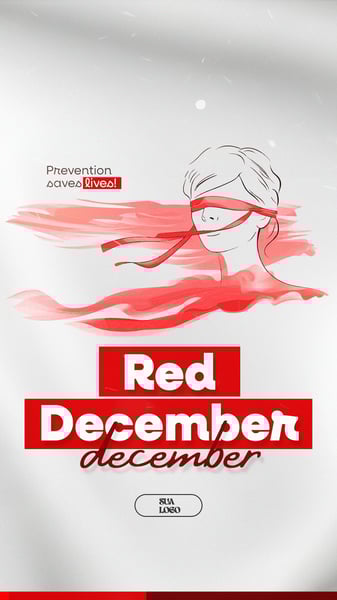 RED DECEMBER MÊS DE LUTA E CONSCIENTIZAÇÃO CONTRA AIDS, HIV E OUTRAS DSTs SOCIAL MEDIA EDITÁVEL PSD