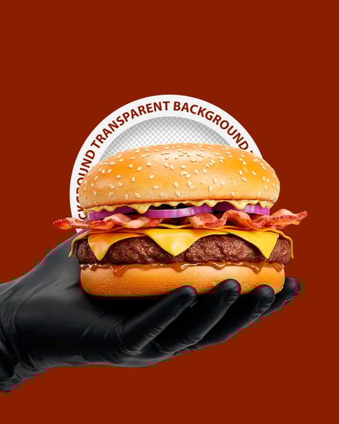 MÃO SEGURANDO UM HAMBÚRGUER