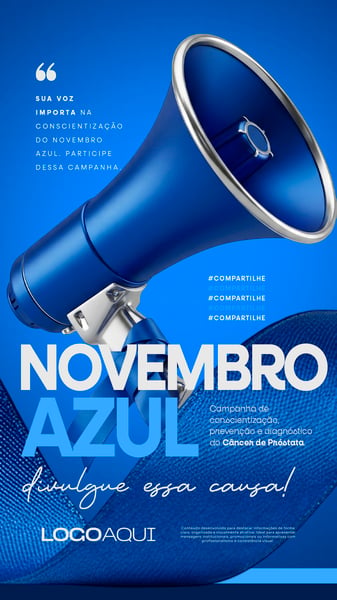 NOVEMBRO AZUL MEGAFONE CONSCIENTIZAÇÃO SOCIAL MEDIA FLYER PSD EDITÁVEL STORY