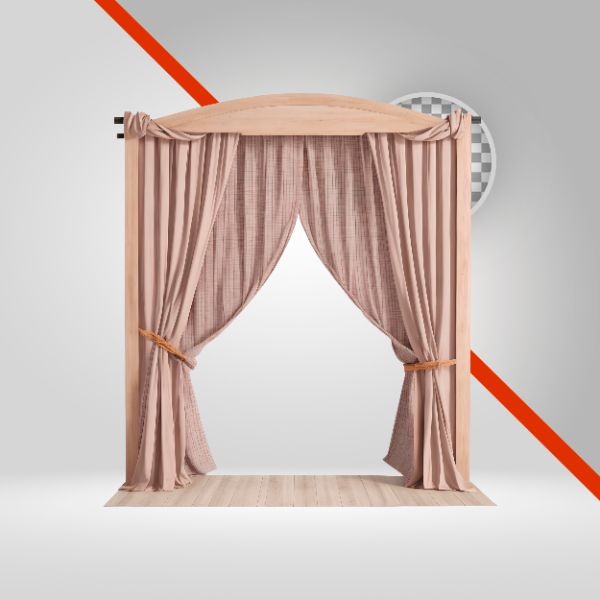 CORTINAS SÃO JOÃO 3D, ELEMENTO PNG, ARRAIÁ, FESTA JUNINA, JUNHO, FORRÓ, DECORAÇÃO PANO COLORIDO, ARCO DE MADEIRA, RURAL