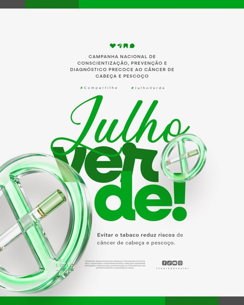 JULHO VERDE CAMPANHA PREVENÇÃO E DIAGNÓSTICO CÂNCER DE CABEÇA E PESCOÇO SOCIAL MEDIA PSD EDITÁVEL 8