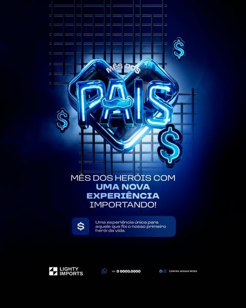 Mês dos Pais 10 de Agosto Campanha para Marca de Importação Social Media PSD Editável