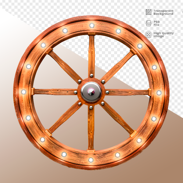 RODA DE MADEIRA COM LUZ - ELEMENTO 3D PARA COMPOSIÇÃO - WOOD