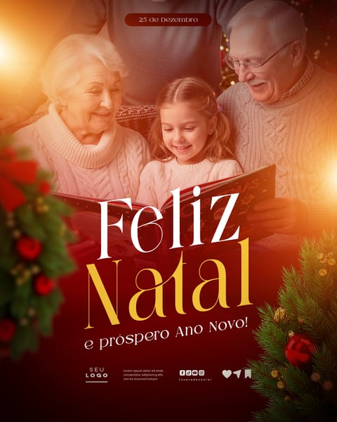FELIZ NATAL E PRÓSPERO ANO NOVO 25 DE DEZEMBRO SOCIAL MEDIA PSD EDITÁVEL 5