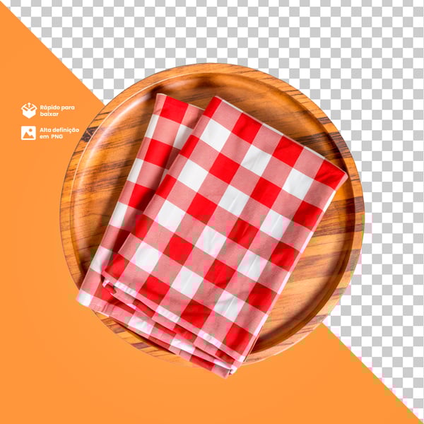 UTC PRATO DE MADEIRA COM UM PANO XADREZ EM CIMA ELEMENTO PARA COMPOSIÇÃO PNG (3)
