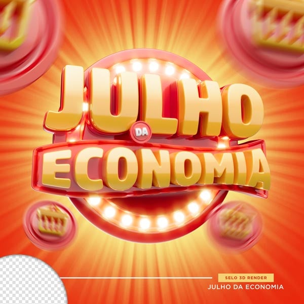 SELO 3D SUPERMERCADO JULHO DA ECONOMIA PNG
