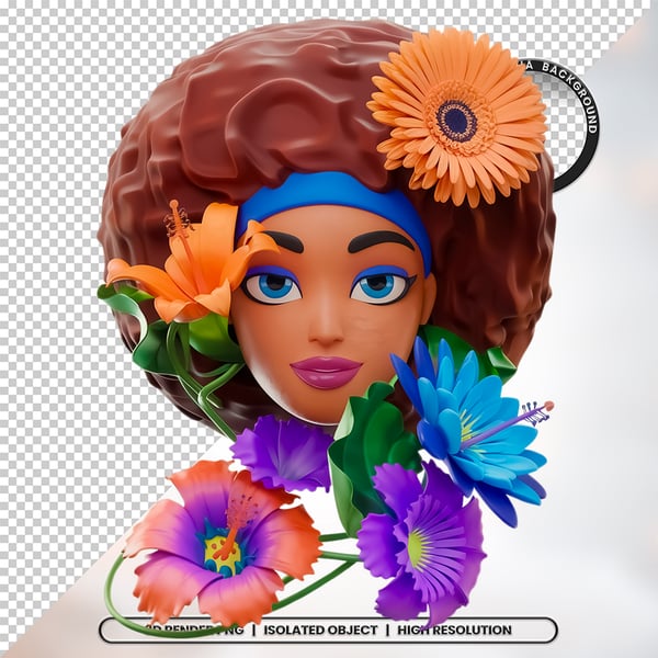 MULHER NEGRA AFRO ELEMENTO PSD PNG