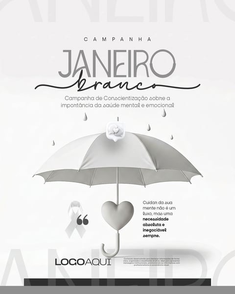 JANEIRO BRANCO GUARDACHUVA CORAÇÃO SOCIAL MEDIA FLYER PSD EDITÁVEL
