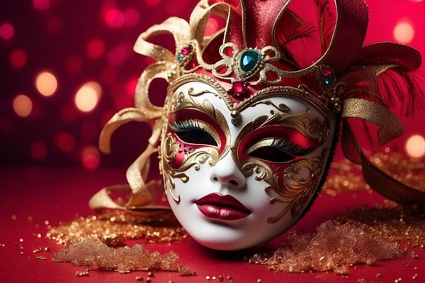 MASCARA DE CARNAVAL BACKGROUND VERMELHO