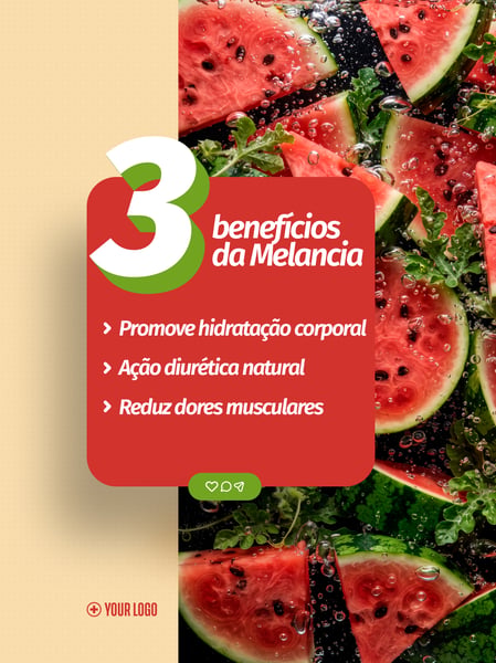 MELANCIA SAÚDE HIDRATAÇÃO NUTRIÇÃO SOCIAL MEDIA FLYER PSD EDITÁVEL
