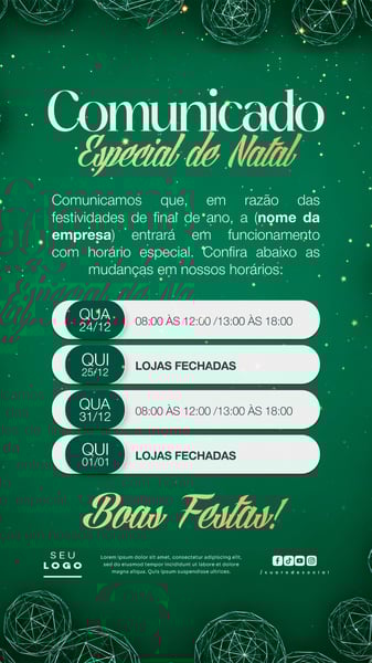 HORÁRIO ESPECIAL RECESSO FINAL DE ANO STORY SOCIAL MEDIA PSD EDITÁVEL 4