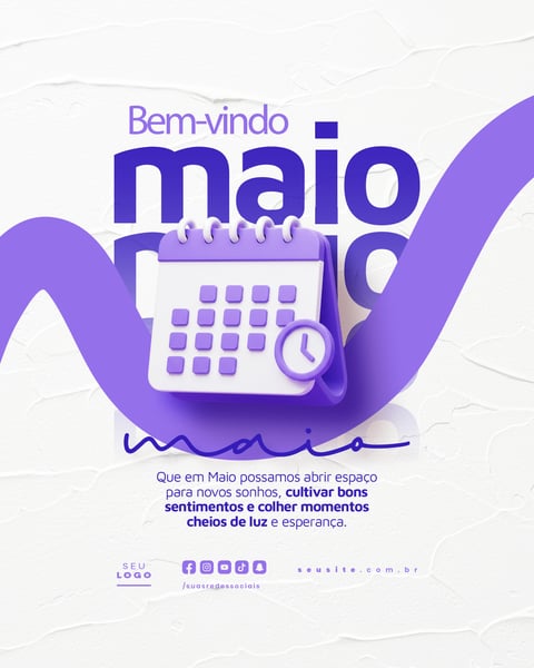 BEM VINDO MAIO SAUDAÇÃO MÊS SOCIAL MEDIA POST EDITÁVEL FEED