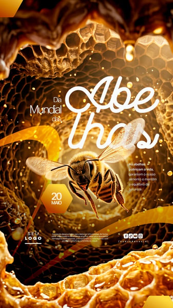 DIA MUNDIAL DAS ABELHAS 20 DE MAIO STORY SOCIAL MEDIA PSD EDITÁVEL 2