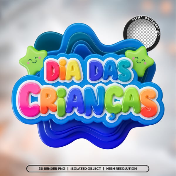ZTJ SELO 3D RENDER DIA DAS CRIANÇAS ELEMENTO ÍCONE PSD PNG (377)