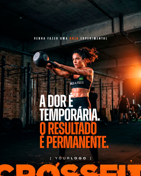 A DOR É TEMPORÁRIA CROSSFIT SOCIAL MEDIA PSD EDITÁVEL