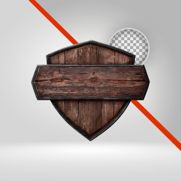 ESCUDO DE MADEIRA, PLACA PRA TEXTO, ELEMENTO PNG, 3D, VAQUEJADA, ESCUDO MEDIEVAL, SERTANEJO, PISEIRO, CAVALGADA, ROMA