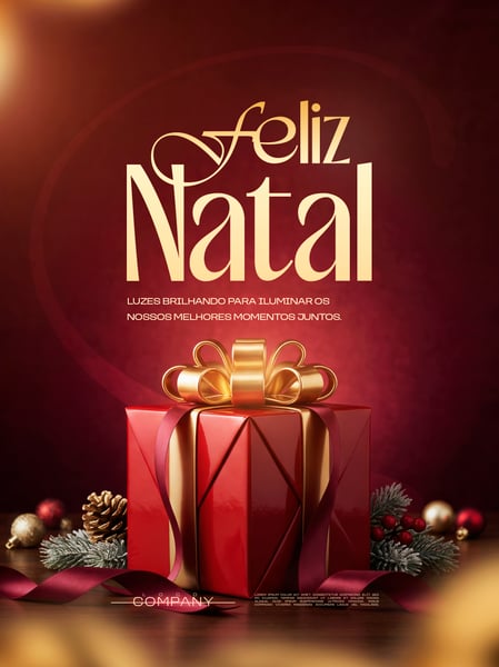 FELIZ NATAL CAIXA DE PRESENTE SOCIAL MEDIA FLYER PSD EDITÁVEL