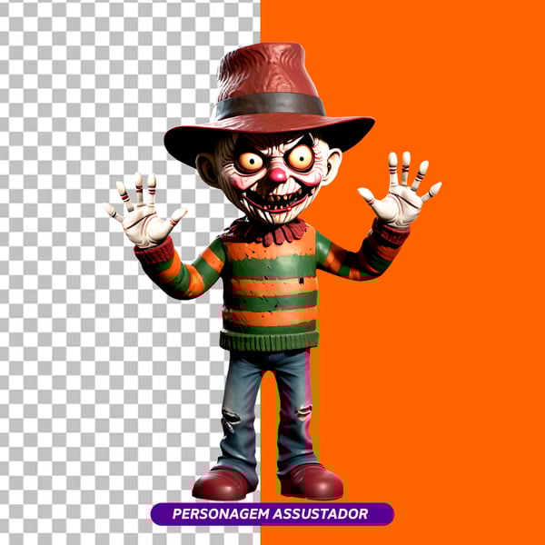 PERSONAGEM ASSUSTADOR HALLOWEEN 3D PNG