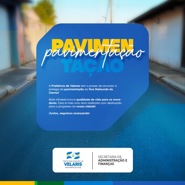 PREFEITURA PAVIMENTAÇÃO AVISO INFORME COMUNICADO SOCIAL MEDIA PSD EDITÁVEL