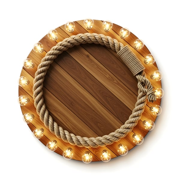 TAMPA DE MADEIRA COM LUZES EM VOLTA E UMA CORDA CIRCULAR AO CENTRO 05