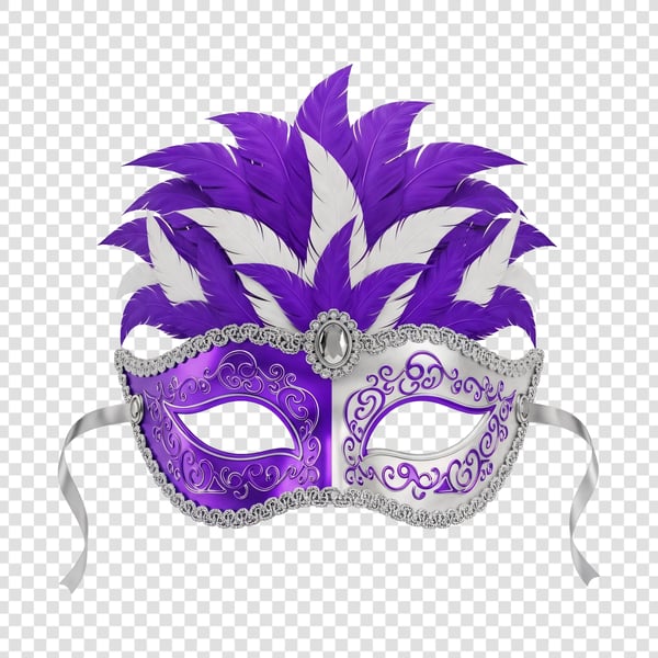 MÁSCARA DE CARNAVAL ROXA COM PENAS 09