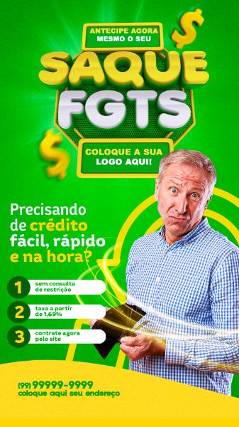 SELO 3D SAQUE FGTS COR VERDE STORY