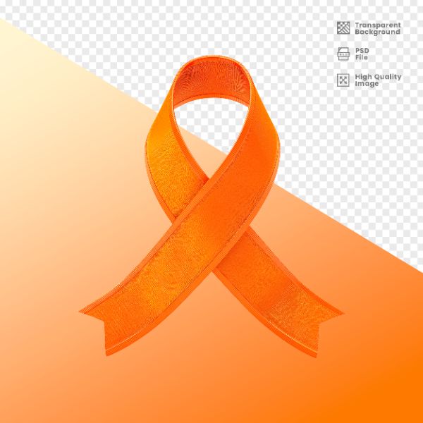 ELEMENTO 3D PARA COMPOSIÇÃO FITA LARANJA LUTA CONTRA O CÂNCER