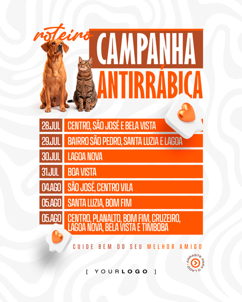 CAMPANHA VACINAÇÃO ANTIRRÁBICA DATAS SOCIAL MEDIA PSD EDITÁVEL