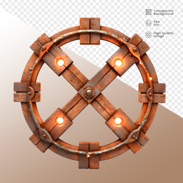 CÍRCULO DE MADEIRA COM LUZ - ELEMENTO 3D PARA COMPOSIÇÃO - WOOD