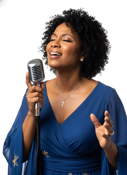 MULHER CANTORA GOSPEL COM MICROFONE CANTANDO 04