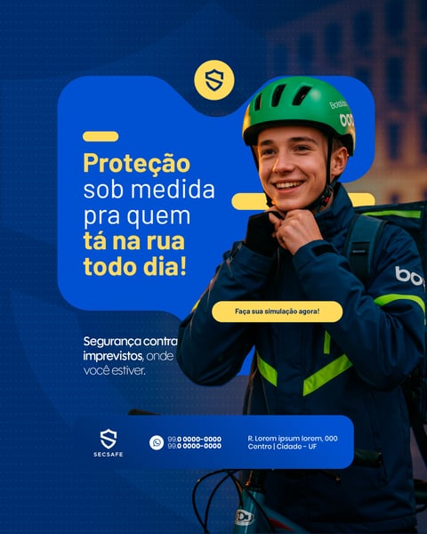 SEGURO PARA DELIVERYS PROTEÇÃO NA MEDIDA PARA QUEM TA NA RUA SOCIAL MEDIA FEED