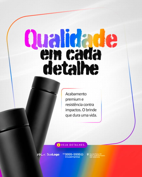 Brindes Copos e Garrafas Térmicas Personalizados Social Media PSD Editável 6
