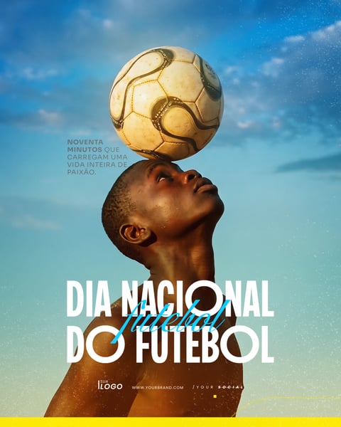 DIA NACIONAL DO FUTEBOL 19 DE JULHO POST SOCIAL MEDIA PSD EDITÁVEL