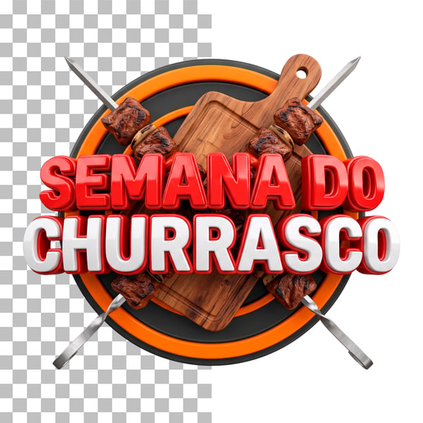 SELO 3D SEMANA DO CHURRASCO PSD EDITÁVEL