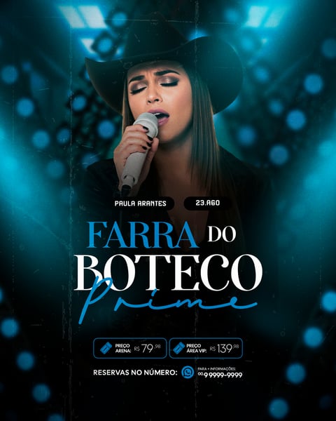 FLYER PARA EVENTO SHOW ARTISTA SERTANEJO PSD EDITÁVEL FEED 11