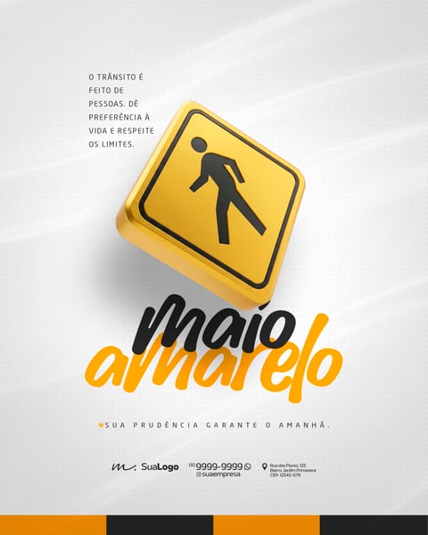 CAMPANHA DE CONSCIENTIZAÇÃO TRÂNSITO MAIO AMARELO SOCIAL MEDIA PSD EDITÁVEL 7