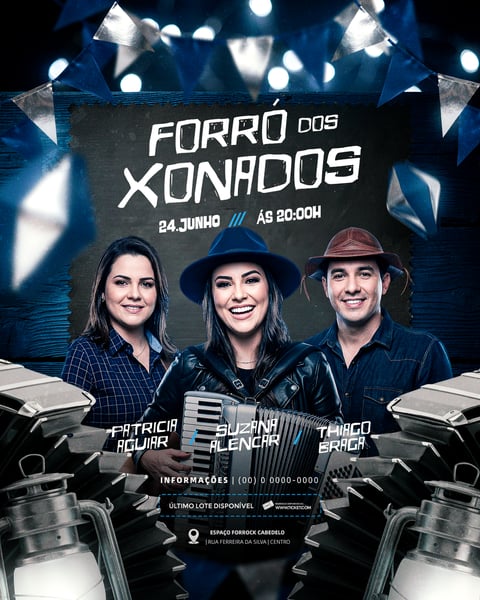 FLYER DE SHOW SÃO JOÃO FORRÓ DOS XONADOS JUNHO FESTA EVENTO PSD EDITÁVEL 3