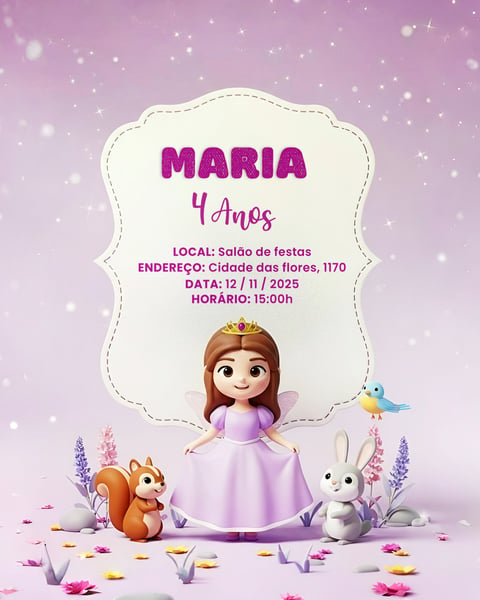 CONVITE ANIVERSÁRIO INFANTIL PRINCESA SOFIA SOCIAL MEDIA PSD EDITÁVEL 5