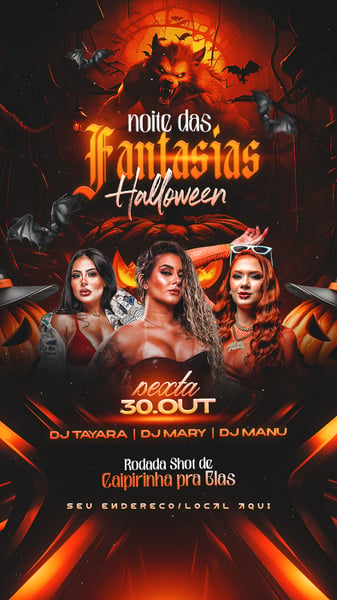 FLYER DE SHOWS NOITE DAS FANTASIAS HALLOWEEN STORY