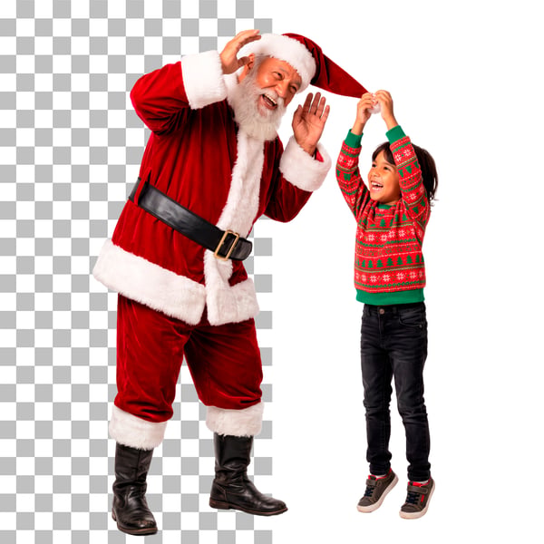 CRIANÇA PUXANDO GORRO DO PAPAI NOEL EM PNG