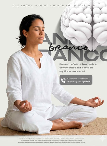 Mulher Meditando Para Campanha De Janeiro Branco E Saúde Mental Social Media PSD Editável