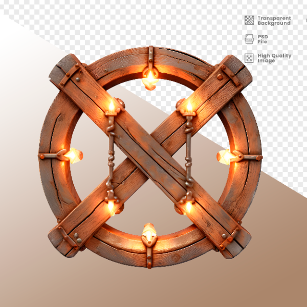 CÍRCULO DE MADEIRA COM LUZ - ELEMENTO 3D PARA COMPOSIÇÃO - WOOD